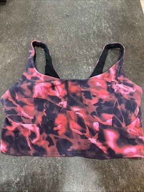 Lululemon Abstract Pink & Black Longline Sports Bra